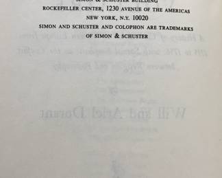 Copyright page of "The Age of Voltaire" by Durant, published by Simon & Schuster in 1965