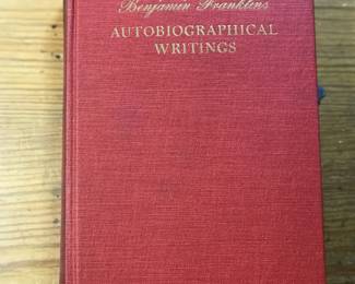 Cover of "Benjamin Franklin's Autobiographical Writings" edited by Carl Van Doren, published by The Viking Press
