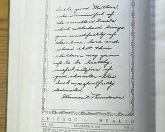 Copyright page of "The Growing Child" Volume XXI by Herman N Bundesen, MD, published by Dept of Health, City of Chicago in 1927