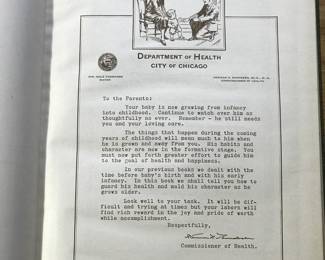 Interior page of "The Growing Child" Volume XXI by Herman N Bundesen, MD, published by Dept of Health, City of Chicago in 1927