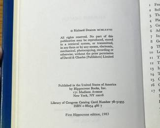 Copyright page of "The Silent War: A History of Western Naval Intelligence" by Richard Deacon, published by Hippocrene Books, Inc. in 1983