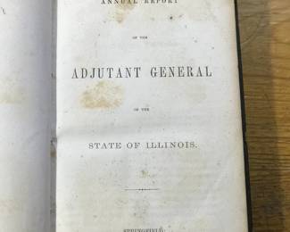 Title page of "Annual Report of the Adjutant General of the State of Illinois" published by Baker & Phillips, Printers, Springfield in 1863