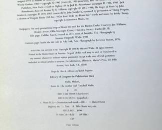 Copyright page of "Route 66: The Mother Road" by Michael Wallis, published by St. Martin's Press in 1990