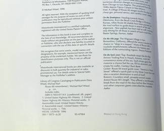 Copyright page of "Route 66 Remembered" by Michael Karl Witzel, published by Motorbooks International Publishers and Wholesalers in 1996