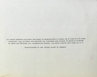 Copyright page of "A War Atlas for Americans" prepared with the assistance of The Office of War Information, published for Council on Books in Wartime by Simon and Schuster in 1944