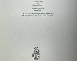 Copyright page of "Jungle Islands: The Illyria in the South Seas" by Signey N Shurcliff, published in 1930. First Edition.