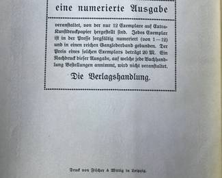Copyright page of "Kunstler-Monographien: Heinrich von Zügel" published by Velhagen & Klasing in 1910