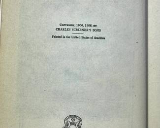 Copyright page of "The Prisoner at the Bar" by Arthur Train, published by Charles Scribner's Sons 1908
