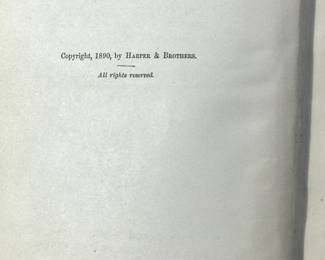 Copyright page of "Following the Guidon" published by Harper & Brothers in 1890