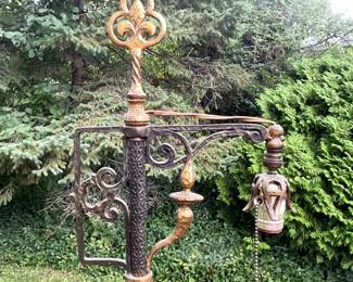 Detail of down bridge floor lamp