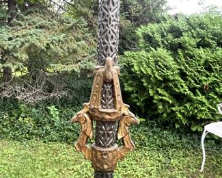 Detail of base of down bridge floor lamp