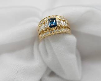 20/14K diamond and sapphire ring, size 7 1/2