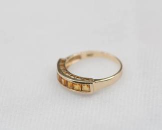 Another side view of 14K yellow gold ring with yellow stones, size 7