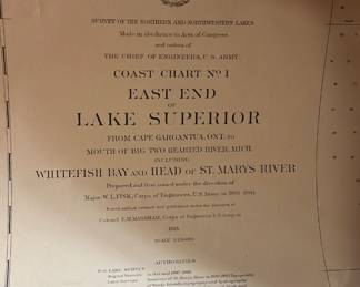 Detail of Nautical Map, "East End of Lake Superior - From Cape Gargantua. Ont., to Mouth of Big Two Hearted River, Mich., Including Whitefish Bay and Head of St. Mary's River"