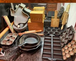 There is some great kitchen stuff, muffin pans, cast iron and much more. Kitchen is PACKED !!