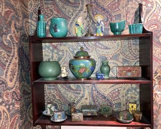 some vintage cloisonne and pottery