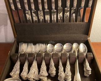 Tiffany sterling flatware service for 12 shell and thread