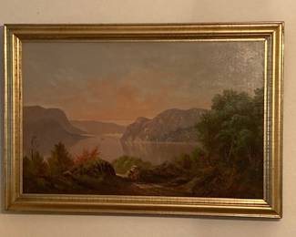 old Hudson River oil painting