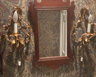 mirror and pair of sconces