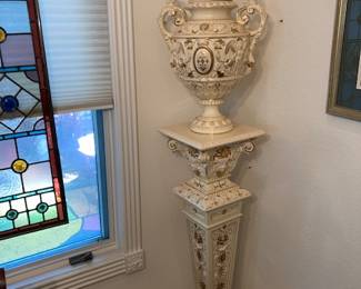 Over 5 feet tall, reportedly made in conjunction with the Chicago Worlds fair in 1893. In the style of Capodimonte and quite striking in person.