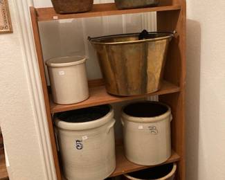 crocks and brass/copper pots