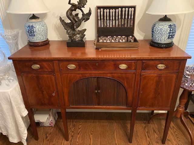 19th century mahogany buffer with tambor doors