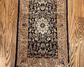 small (1.5 ft x 2.5 ft) vintage oriental silk rug