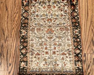 small (1.5 ft x 2.5 ft) vintage oriental silk rug