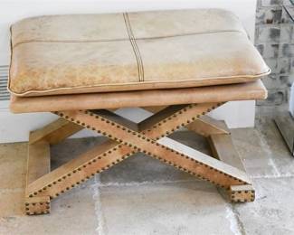 5. Leather XLeg Stool With Nailhead Trim