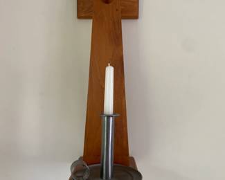 Pair of vintage wooden candle sconces