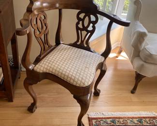 Chippendale corner chair with ball and claw legs 28w x 27d