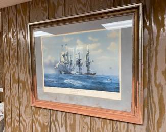 Framed ship print