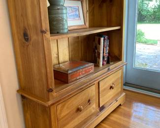 Pine book case with 2 drawers, 39w x 13d x 46.5h