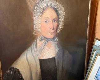 Early American oil on canvas portrait of a woman, unsigned