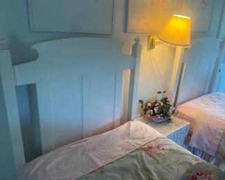 Pair of white twin headboards 