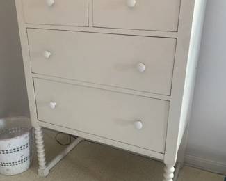 Vintage white dresser, 30.5w x 18.5d x 42.5h