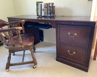 Executive desk with file drawers and pullout keyboard, 47w x 24d x 30h