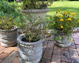Concrete planters, various sizes