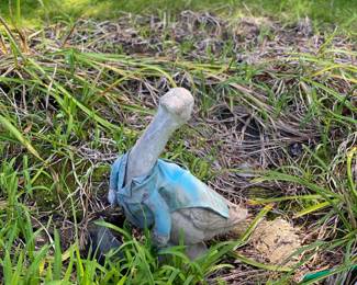 Cement goose garden figurine