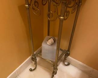 Now $125; was $250. Antique Brass and Marble Top Side End Table. 12"square marble top and 31"h overall.