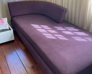 Chaise has elegant rounded back; Chaise is 79"L.