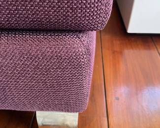 Closeup of fabric and chrome feet