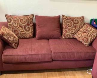 Burgundy Sofa With Throw Pillows