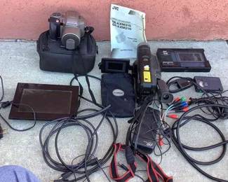 Olympus Film Camera And JVC Camcorder