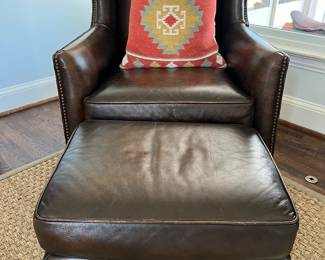 King Hickory Wingback Leather Chair & Ottoman. Top quality leather and  long lasting quality. Made in North Carolina. Excellent condition. $700. Retail over 3000.