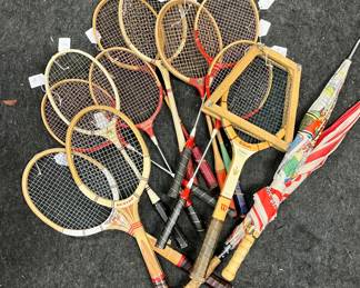 Vintage tennis rackets collected from all over!