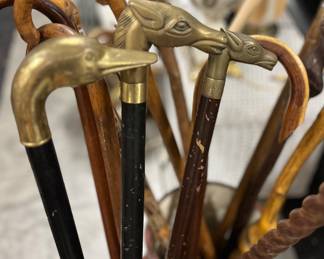 This vintage booth vendor has an outstanding collection of canes!