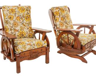 Pair of Wagon Wheel Rocking Chairs