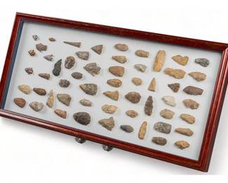 Framed Display of Archeological Tools