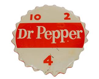 Vintage Dr. Pepper Sign bottle cap, diameter 39 in.